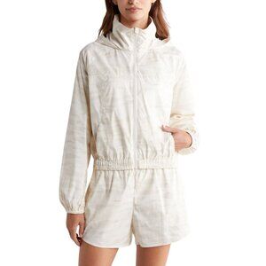 Title: Ace Print Zip Jacket w/ Stowaway Hood – Cream – Size XL NWT
